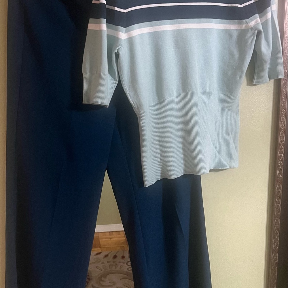 Striped Sweater and New Teal Pants Set Size Large